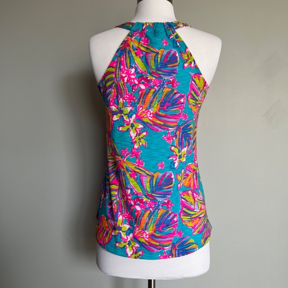 Lilly Pulitzer Gimme the Juice Hawaii Rachet Back Exotic Floral Cotton Tank Top - Picture 5 of 14